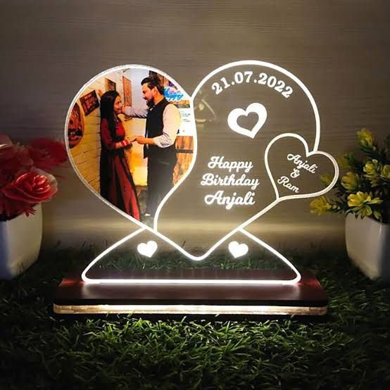 Acrylic Heart Multi-LED Table Lamp