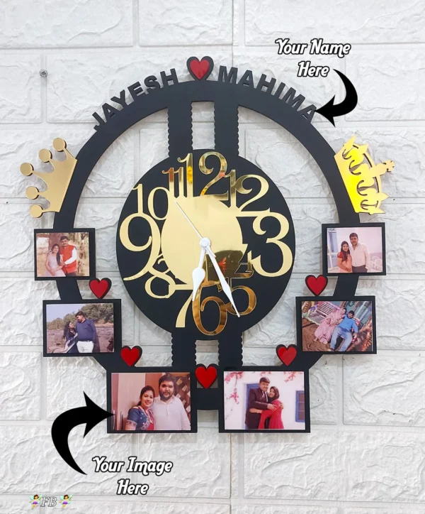 Couple Special Photo Wall Clock with Name