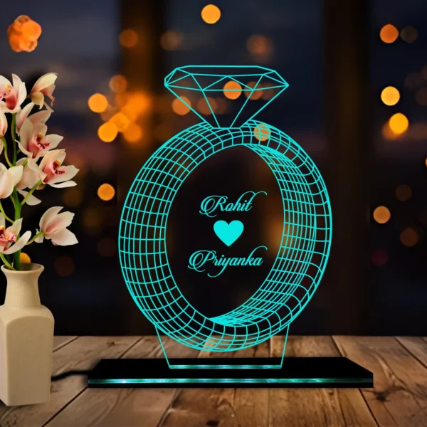 3D Acylic Name in Ring LED Lamp