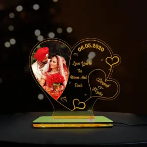 Acrylic Heart Multi-LED Table Lamp