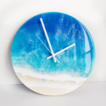Resin Art wall clock | Premium Epoxy Resin Art Wall Clocks For Home Decor | Beach Theme 8x8in