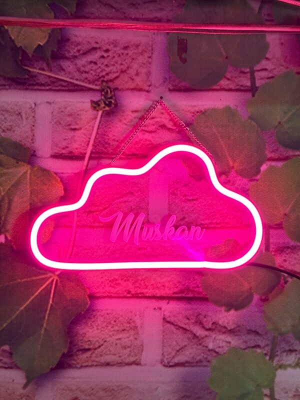 Cloud neon sign with 3d written your quote