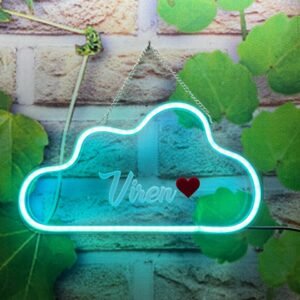 Cloud neon sign with 3d written your quote