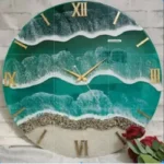 Resin Art wall clock | Premium Epoxy Resin Art Wall Clocks For Home Decor | Beach Theme 8x8in
