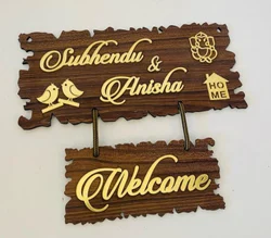 Brown Wooden MDF Name Plate, For Home