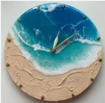 Resin Art wall clock | Premium Epoxy Resin Art Wall Clocks For Home Decor | Beach Theme 8x8in