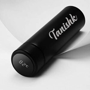 Customized Temperature Water Bottle with Engraved Name - Stay Hydrated and Stylish - BLACK