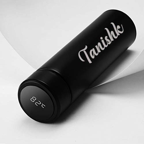 Customized Temperature Water Bottle with Engraved Name - Stay Hydrated and Stylish - BLACK