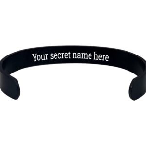 KlowAge Personalized Adjustable Unisex Matte Black Colour Bracelet,kada with Your Name Front side & Secret name or Hidden Message engraved on back side. Best gift choice for your loved ones. Ideal for friend, husband, wife, girlfriend.