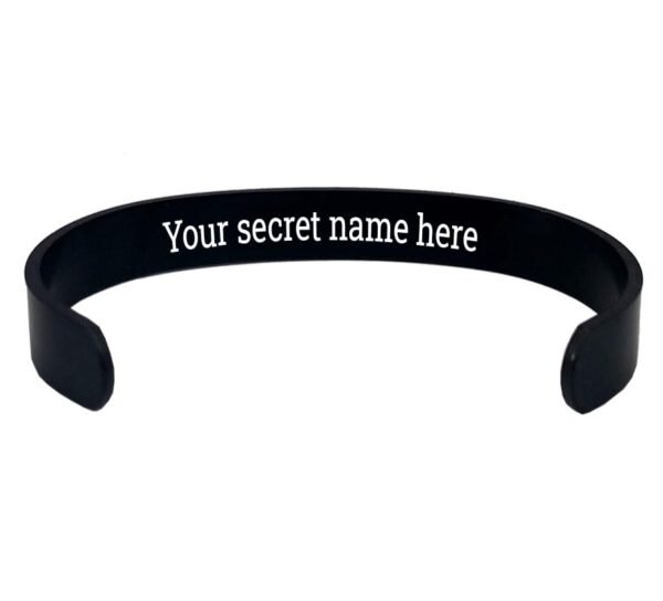KlowAge Personalized Adjustable Unisex Matte Black Colour Bracelet,kada with Your Name Front side & Secret name or Hidden Message engraved on back side. Best gift choice for your loved ones. Ideal for friend, husband, wife, girlfriend.