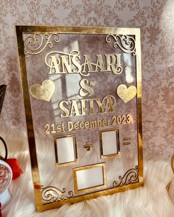 Personalized Customized Gift, Birthday Love Sign Acrylic Couple Thumb Gift Finger Print Gift Best Gift for Couples Anniversary Gift Engagement Gift Golden Letters (Rectangular Shape)