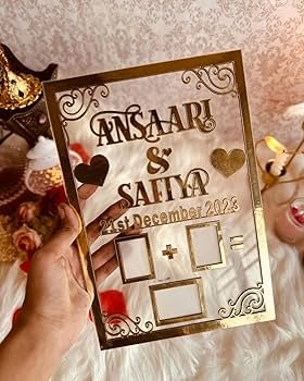 Personalized Customized Gift, Birthday Love Sign Acrylic Couple Thumb Gift Finger Print Gift Best Gift for Couples Anniversary Gift Engagement Gift Golden Letters (Rectangular Shape)