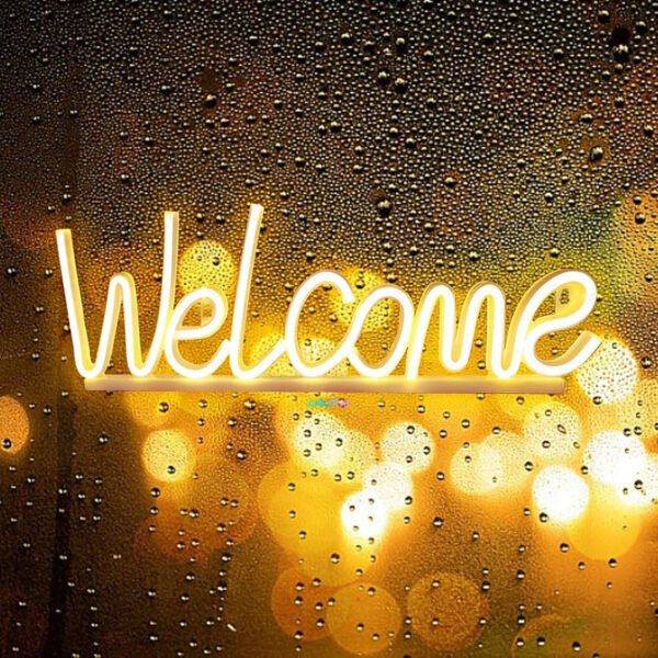 Welcome Neon Sign, 13.9×5 inch LED Welcome Sign for Business, Commerce "Welcome" Neon Signs for Wall Decor for Glass Window Shop Cafe Restaurant