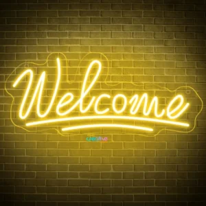 Welcome Neon Sign, 13.9×5 inch LED Welcome Sign for Business, Commerce "Welcome" Neon Signs for Wall Decor for Glass Window Shop Cafe Restaurant
