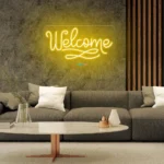 Welcome Neon Sign, 13.9×5 inch LED Welcome Sign for Business, Commerce "Welcome" Neon Signs for Wall Decor for Glass Window Shop Cafe Restaurant