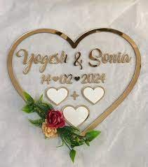 Acrylic Heart Shape Nama, For Gift, Size: 12x12 inch