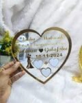 Acrylic Heart Shape Nama, For Gift, Size: 12x12 inch