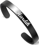 KlowAge Personalized Adjustable Unisex Matte Black Colour Bracelet,kada with Your Name Front side & Secret name or Hidden Message engraved on back side. Best gift choice for your loved ones. Ideal for friend, husband, wife, girlfriend.