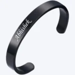 KlowAge Personalized Adjustable Unisex Matte Black Colour Bracelet,kada with Your Name Front side & Secret name or Hidden Message engraved on back side. Best gift choice for your loved ones. Ideal for friend, husband, wife, girlfriend.