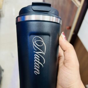 Personalised Stainless Steel Vacuum Coffee Mug with Temperature Display | 380 Ml Office Coffee Mug | Customised Travel Coffee Mug Leakproof with Name