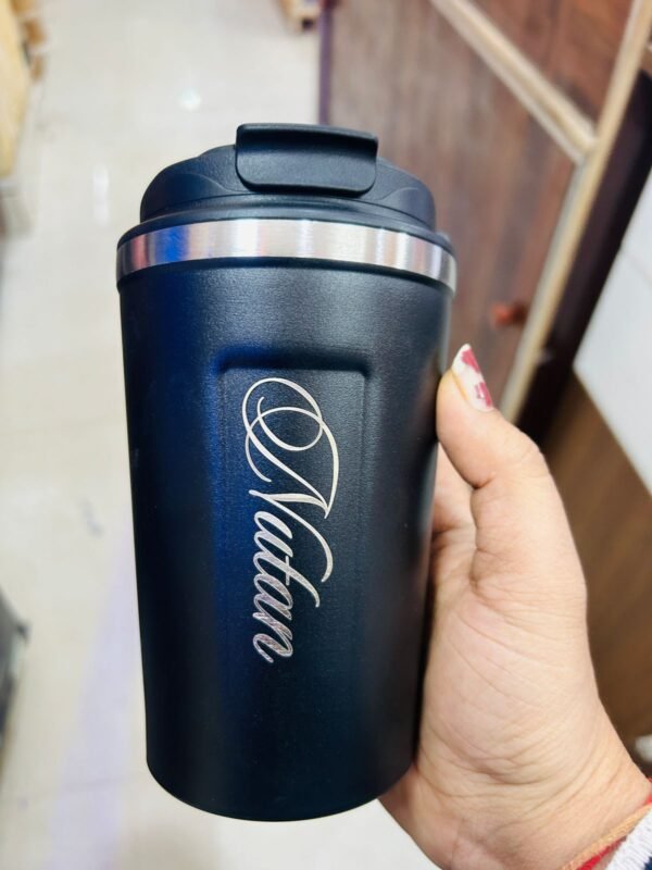Personalised Stainless Steel Vacuum Coffee Mug with Temperature Display | 380 Ml Office Coffee Mug | Customised Travel Coffee Mug Leakproof with Name