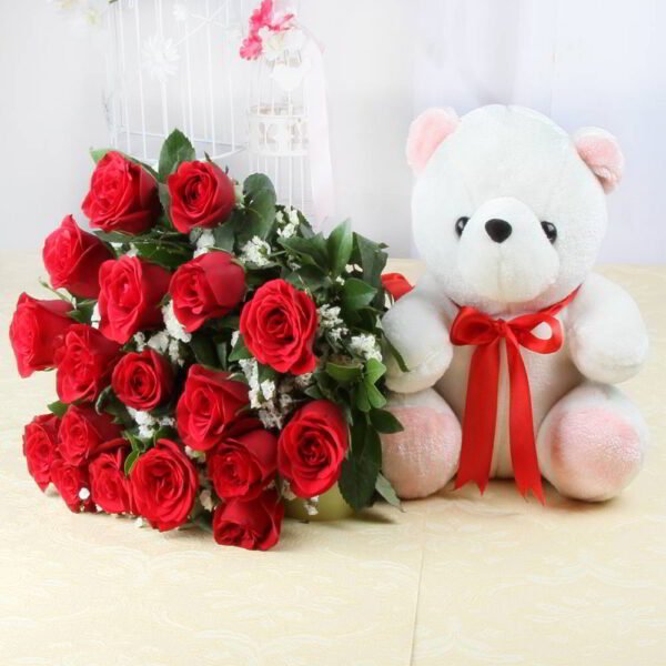 Teddy Bear and Rose Flower Gift (COMBO)