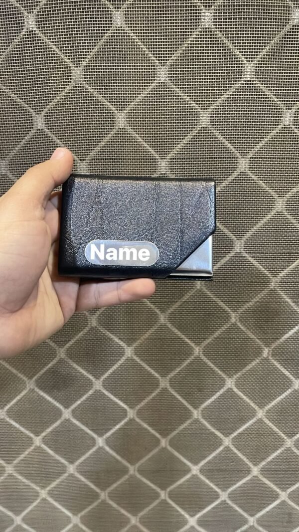 Pocket Sized Leather Business Visiting Card Case Credit Debit ATM Card Holder Wallet With Name Added