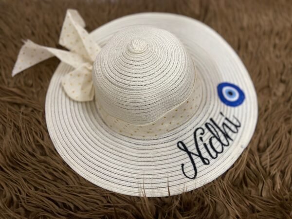 Customized Sun Hat UV Protection from Sunlight Beach Straw Sun Hat, White