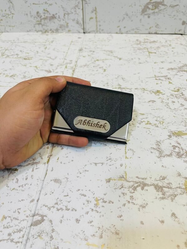 Pocket Sized Leather Business Visiting Card Case Credit Debit ATM Card Holder Wallet With Name Added