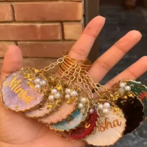 Customized resin art keychain for wedding return gift