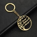 Tree of Life Keychain Personalized Custom Family Name Key Ring Stainless Steel Key Chain Jewelry Couple Christmas