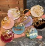 Customized resin art keychain for wedding return gift